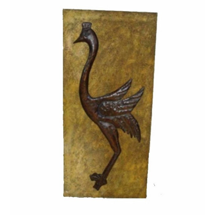 Metal WallDecor With Ostrich, Yellow And Brown
