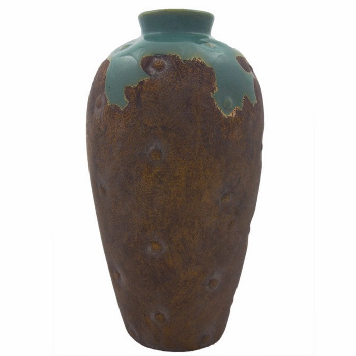 Ceramic Vase, Brown And Green