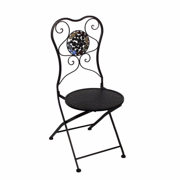 Metal Chair With Stones, Black
