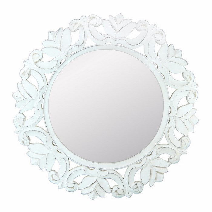 Distressed Wooden Framed Mirror, White
