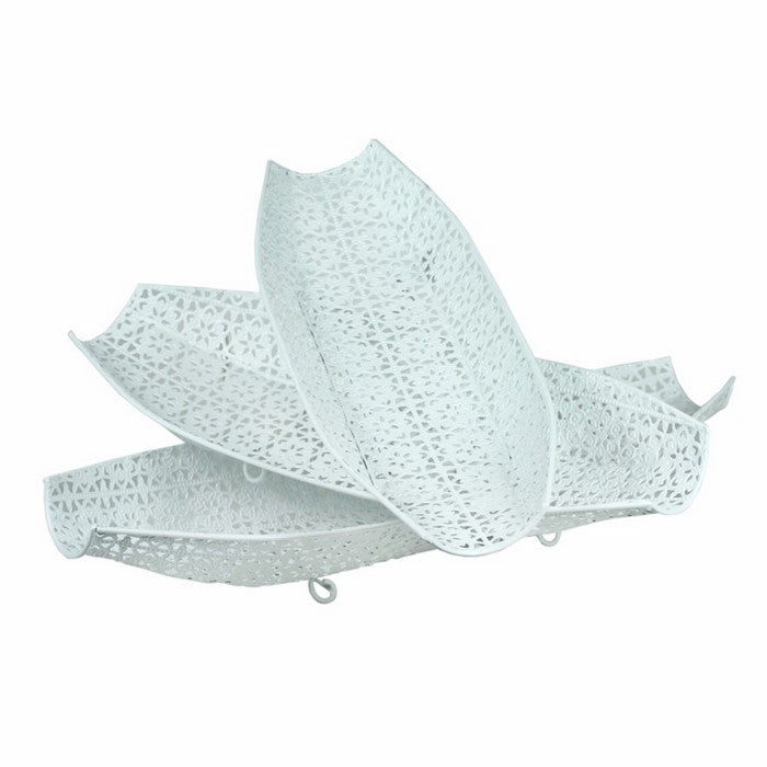 Metal Tray With Handle, Set Of 3, White