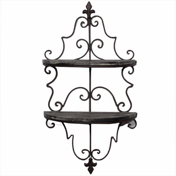 decorative Metal And Wooden Wall Shelf, Black