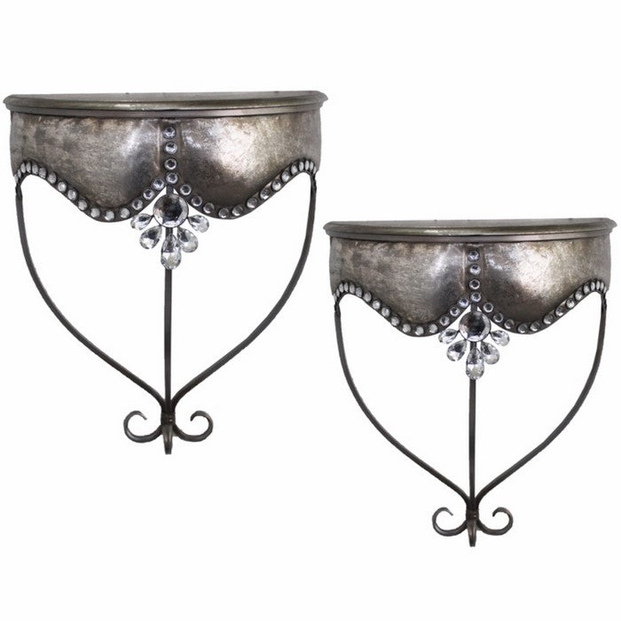 Set Of 2 Metal Wall Shelf, Silver