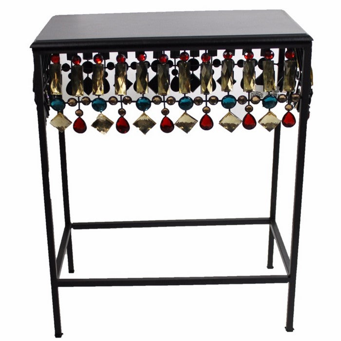 Squared Metallic Accent Table , Black