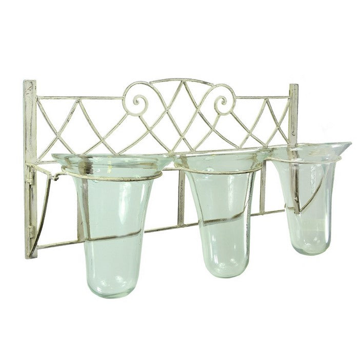 Metal Candleholder,White & Clear