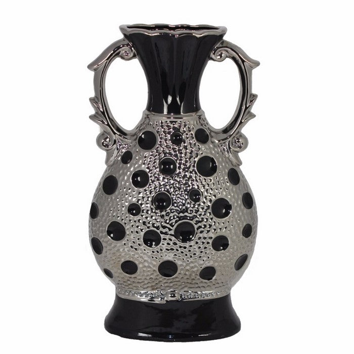 Ceramic Vase Black And Silver