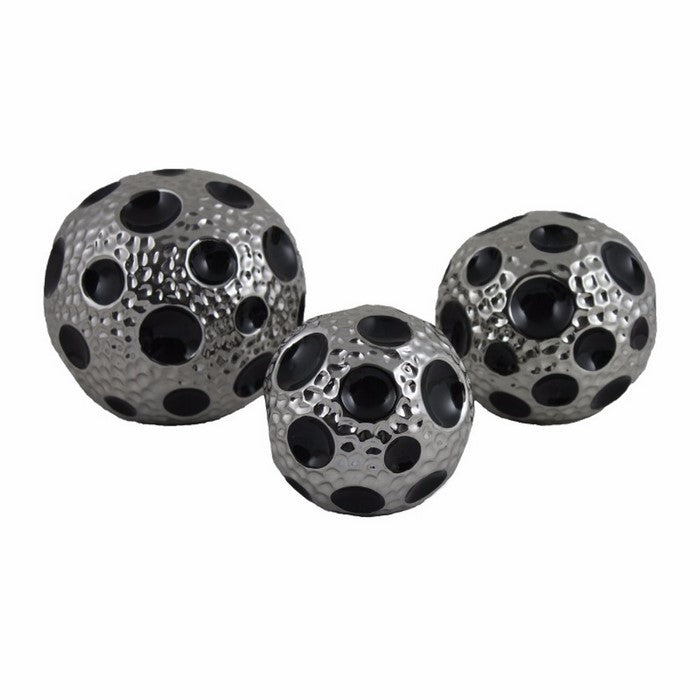 Splashy BallDecor,Black,Set Of Three