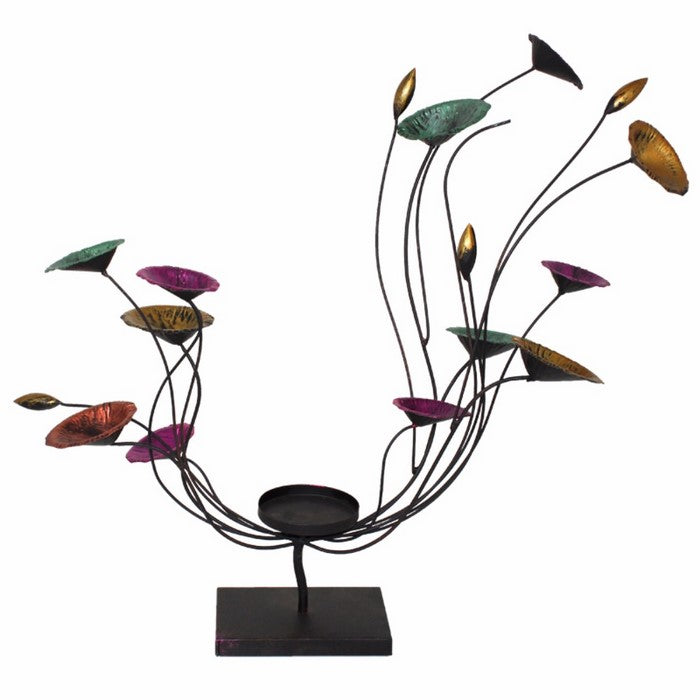 Flowery Candle Holder,Multicolored
