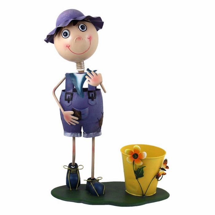 Colourful Metal Planter Boy, Multicolored