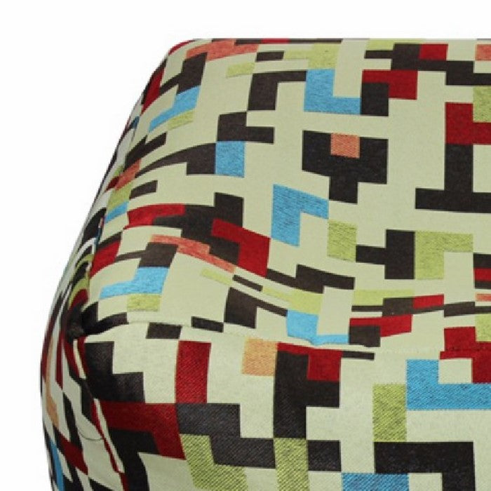 Fabric Pouf Ottoman,Multicolored