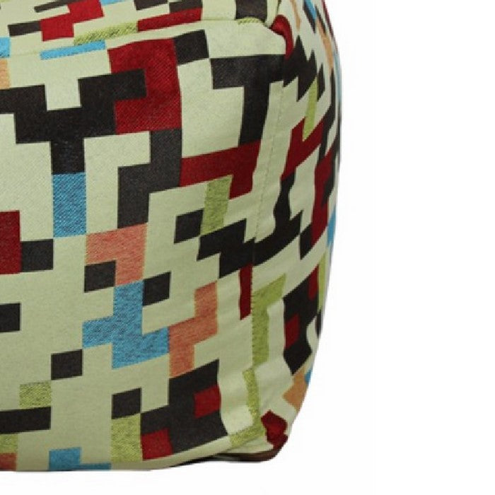 Fabric Pouf Ottoman,Multicolored