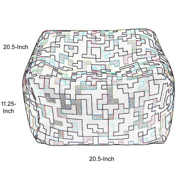 Fabric Pouf Ottoman,Multicolored