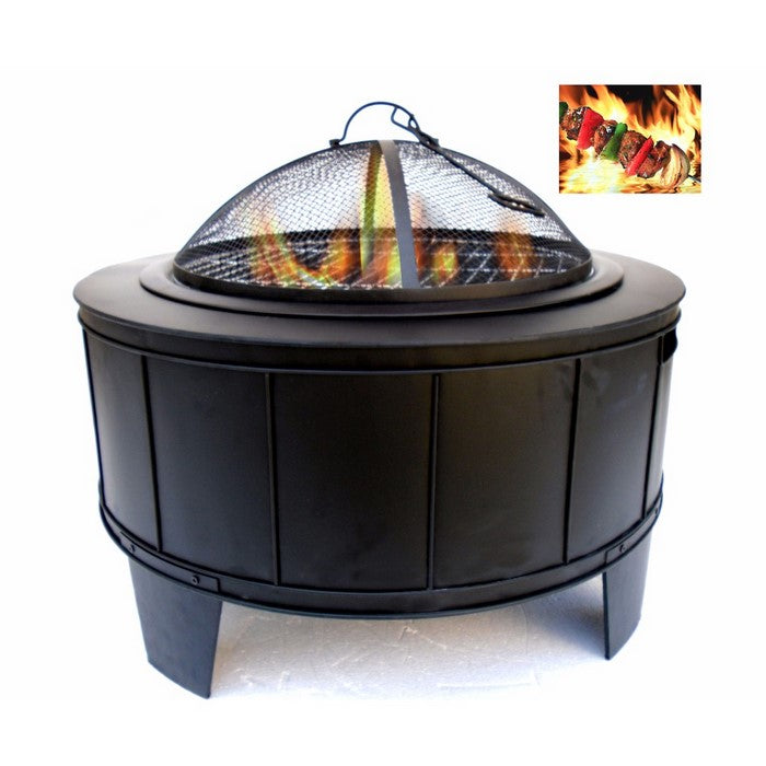 Round Metal Fire Pit, Black