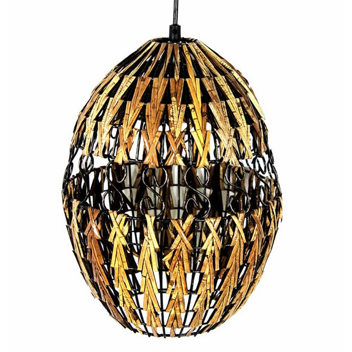 decorative Rattan Hanging Lantern, Brown And Black