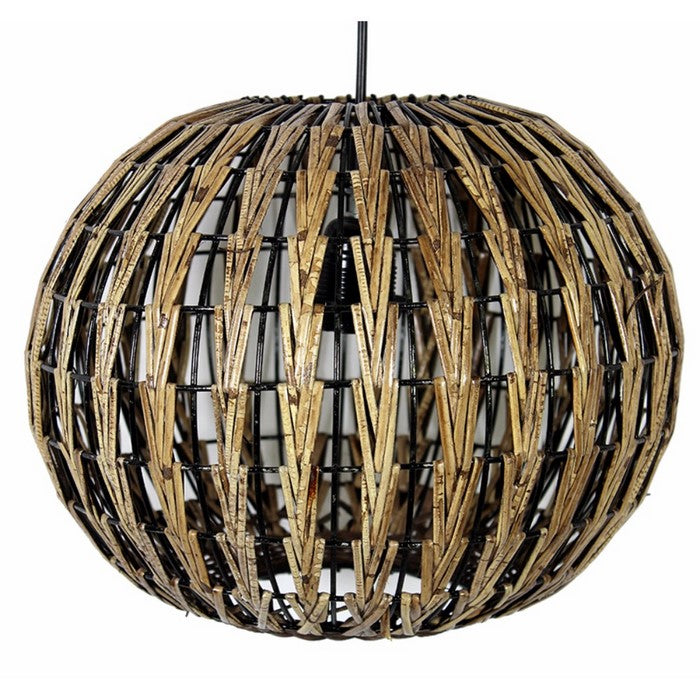 Pumpkin Shaped Rattan Hanging Lantern, Brown