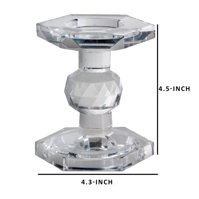 Crystal Pillar Candle Holder, Small, Transparent