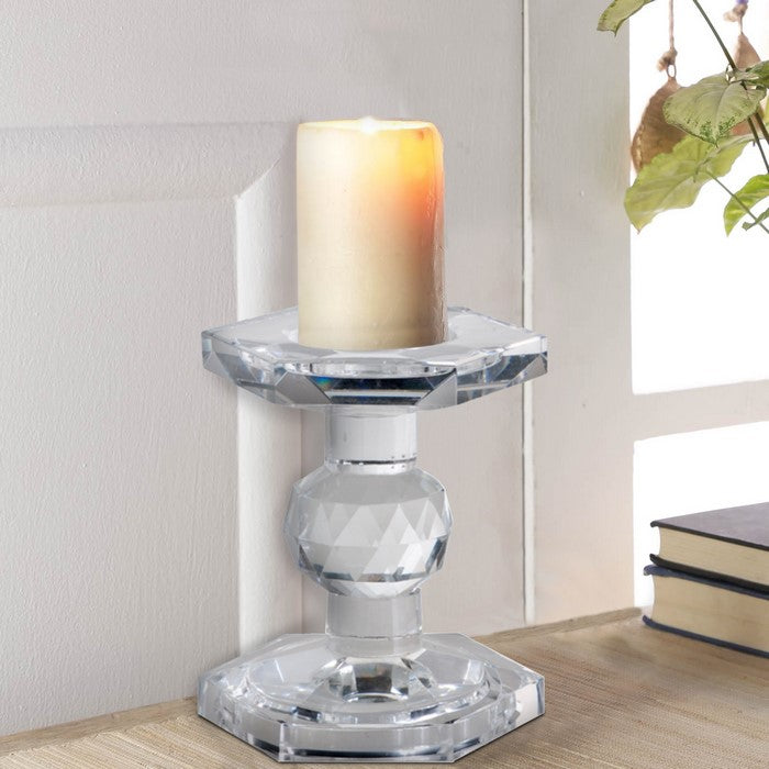 Crystal Pillar Candle Holder, Small, Transparent