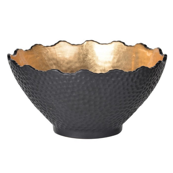 Stoneware Gilded Bowl, Small, Black