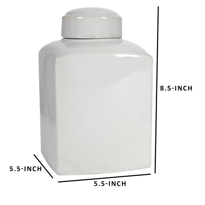 Ceramic Lidded Jar ,White