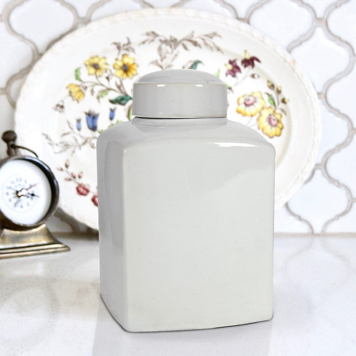 Ceramic Lidded Jar ,White