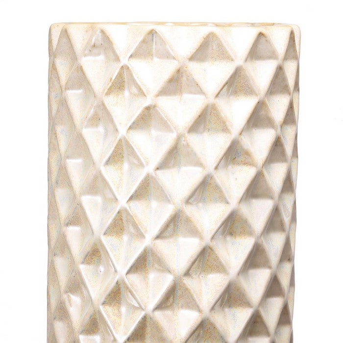 Diamond Patterned Ceramic Vase, Peach