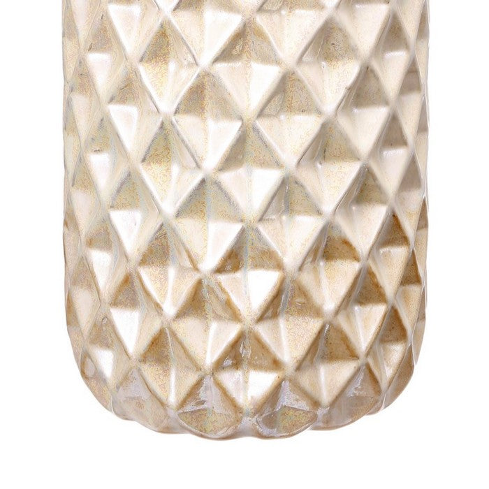 Diamond Patterned Ceramic Vase, Peach