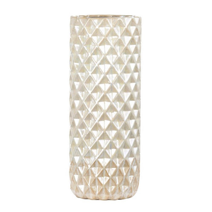 Diamond Patterned Ceramic Vase, Peach