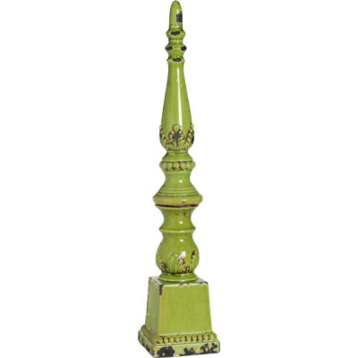 decorative Ceramic Spire, Large, Green