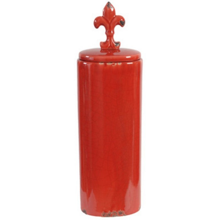 Ceramic Lidded Jar ,Red