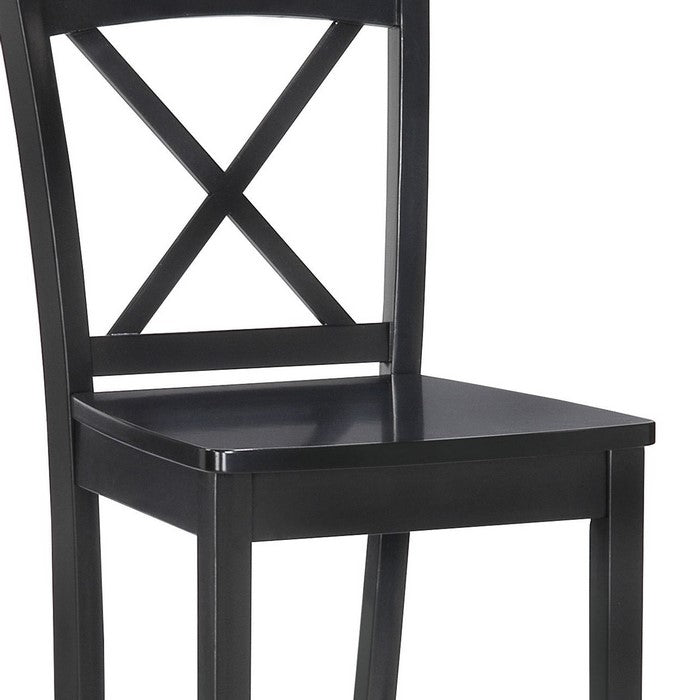 Wooden Counter Stool with X shaped Backrest and Curved Headrest, Black