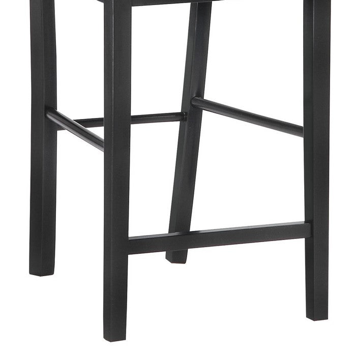 Wooden Counter Stool with X shaped Backrest and Curved Headrest, Black