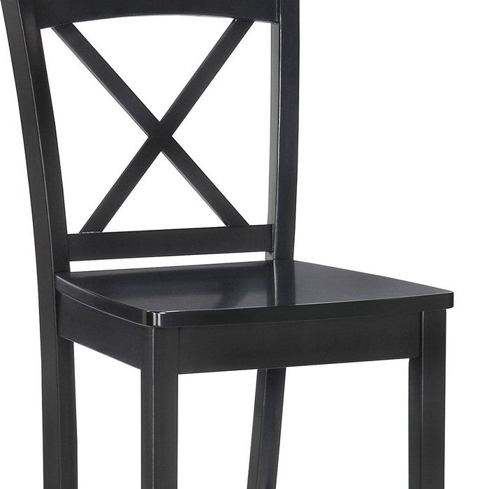 Wooden Bar Stool with X shaped Backrest and Curved Headrest, Black