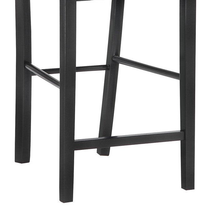 Wooden Bar Stool with X shaped Backrest and Curved Headrest, Black