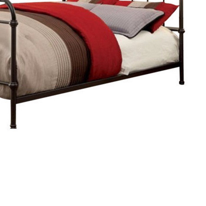 Metal Queen Size Platform Bed with Headboard & Footboard, Deep Bronze