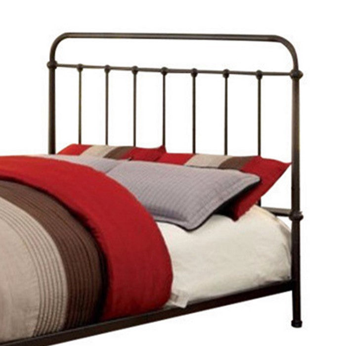 Metal Queen Size Platform Bed with Headboard & Footboard, Deep Bronze