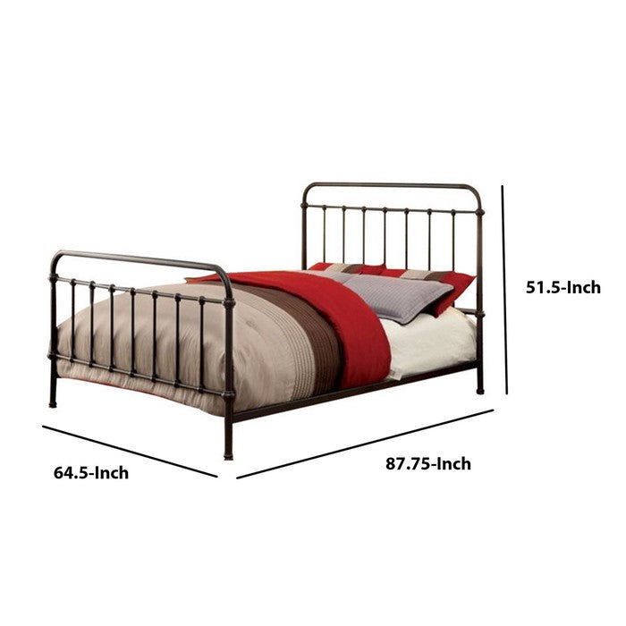 Metal Queen Size Platform Bed with Headboard & Footboard, Deep Bronze
