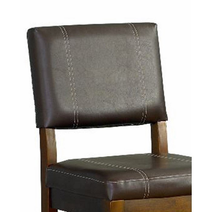 Wooden Counter Stool with Leatherette Upholstered Seat and Back, Brown