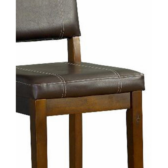 Wooden Counter Stool with Leatherette Upholstered Seat and Back, Brown