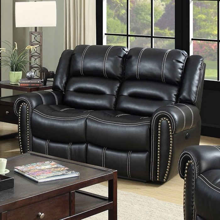Leatherette Power Assist Loveseat, Black
