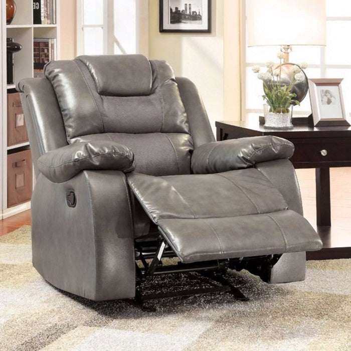 Bonded Leather Glider Recliner, Gray