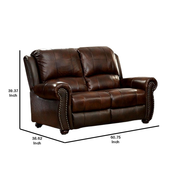 Leatherette Loveseat Snug, Brown
