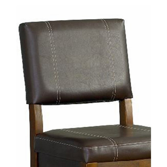 Wooden Bar Stool with Leatherette Upholstered Seat and Back, Brown