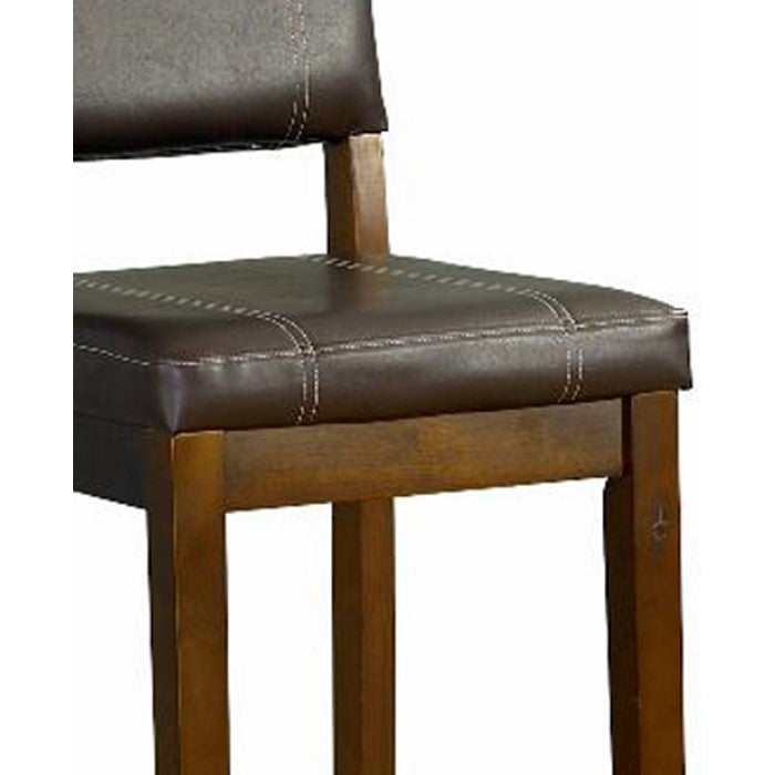 Wooden Bar Stool with Leatherette Upholstered Seat and Back, Brown