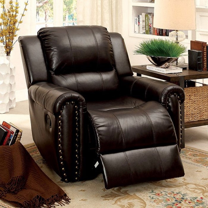 Leather Glider Recliner Chair, Brown