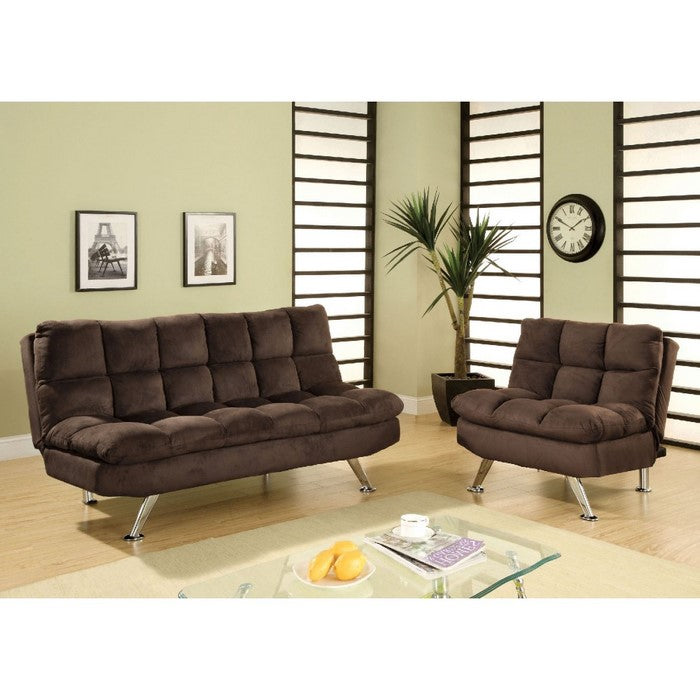 Microfiber Futon Sofa, Brown