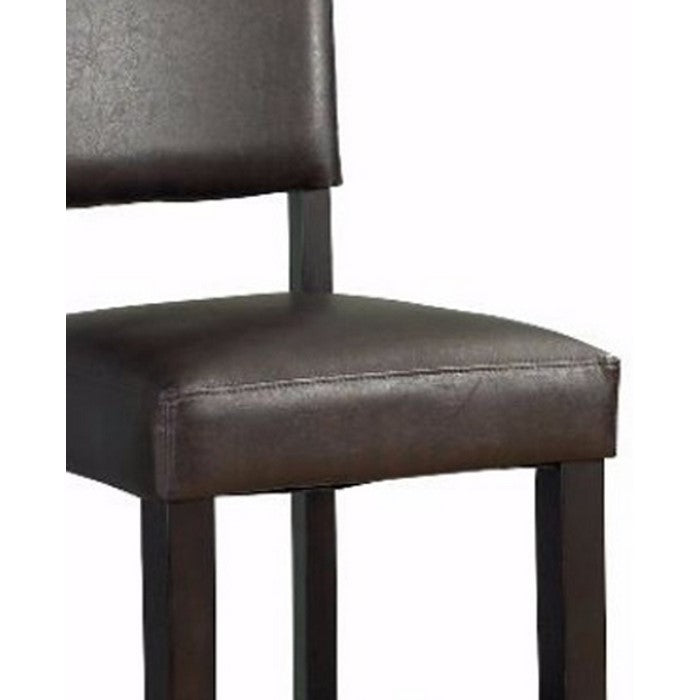 Wooden Counter Stool with Padded Upholstered Seat and Backrest, Brown