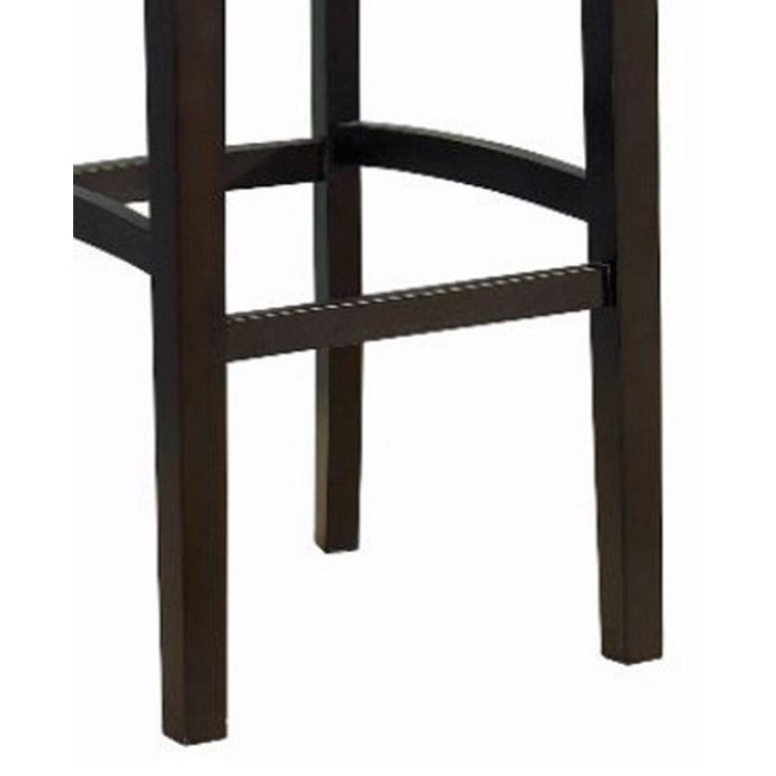 Wooden Counter Stool with Padded Upholstered Seat and Backrest, Brown