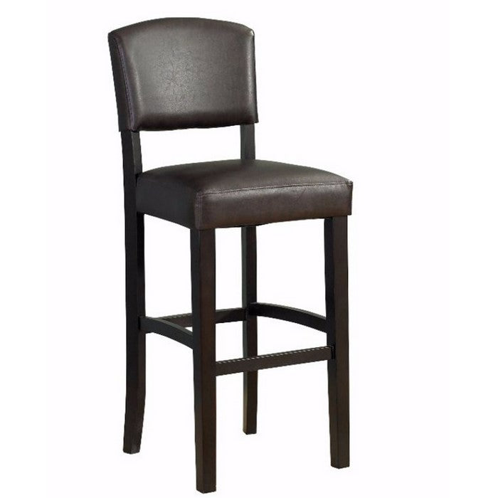 Wooden Counter Stool with Padded Upholstered Seat and Backrest, Brown