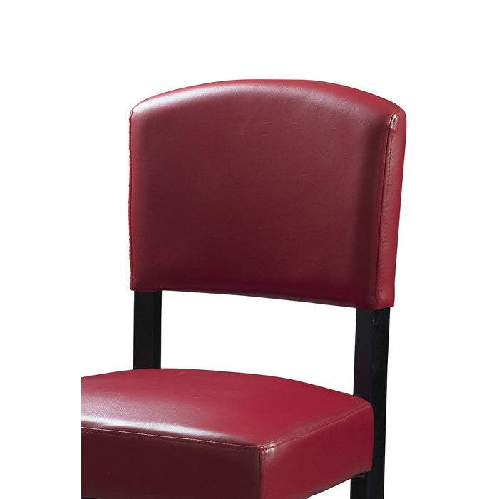 Wooden Bar Stool with Leatherette Seat and Backrest, Black and Red