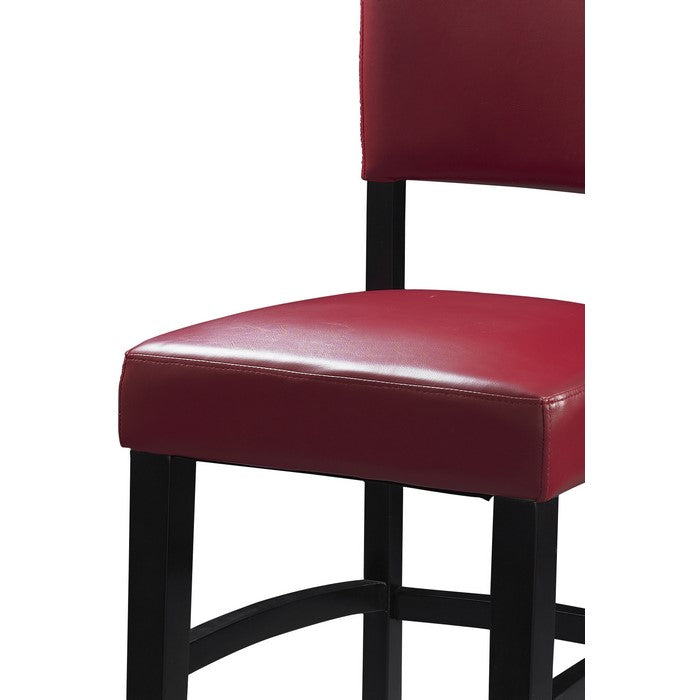 Wooden Bar Stool with Leatherette Seat and Backrest, Black and Red